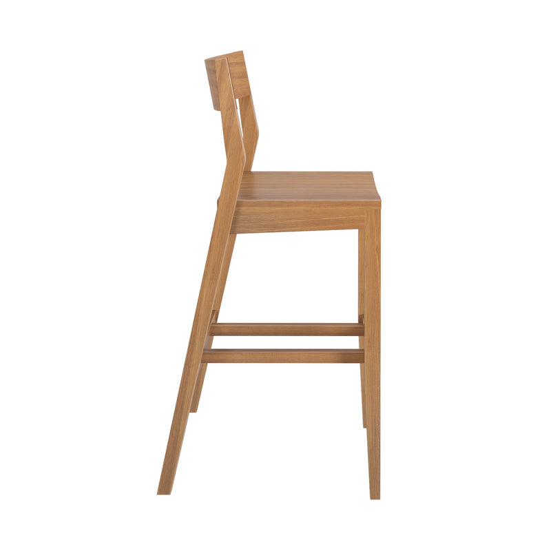 Modern wooden bar stool with clean, minimalist design and natural finish.