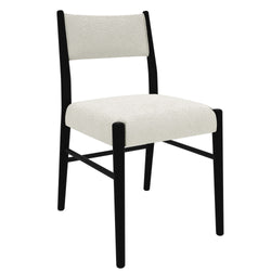 Modern black and white dining chair with cushioned seat and backrest.