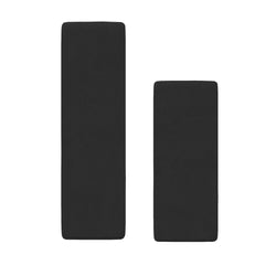 Set of two black cushioned anti-fatigue floor mats — long runner and short mat with non-slip backing for standing desks, kitchens, and workshops