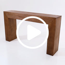 Wooden modern console table with minimalist design for contemporary home decor.