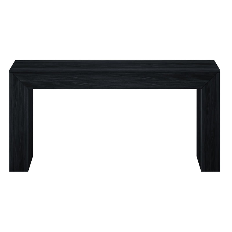 Sleek black wood console table with minimalist design.