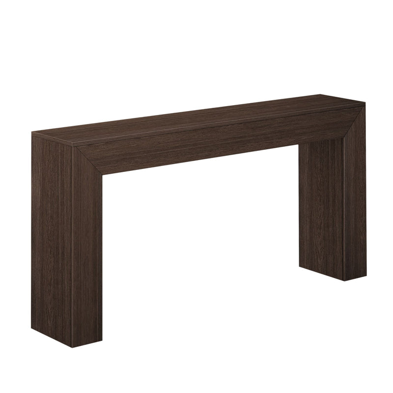 Modern dark wood console table with sleek minimalist design.