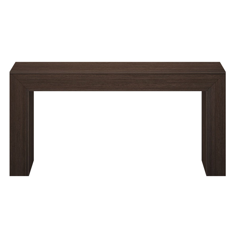 A modern dark wood console table with sleek, minimalist design ideal for contemporary living spaces.