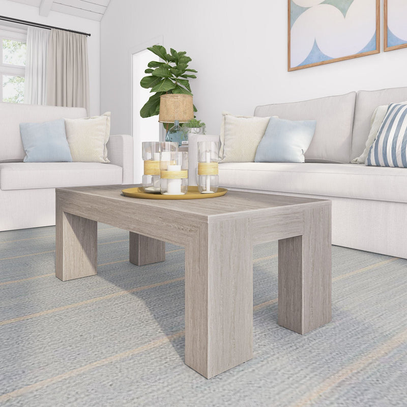 Modern Coffee Table - 40" Coffee Table Plank+Beam Seashell Wirebrush 