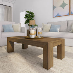 Modern Rectangular Coffee Table - 48" Coffee Table Plank+Beam Pecan Wirebrush 