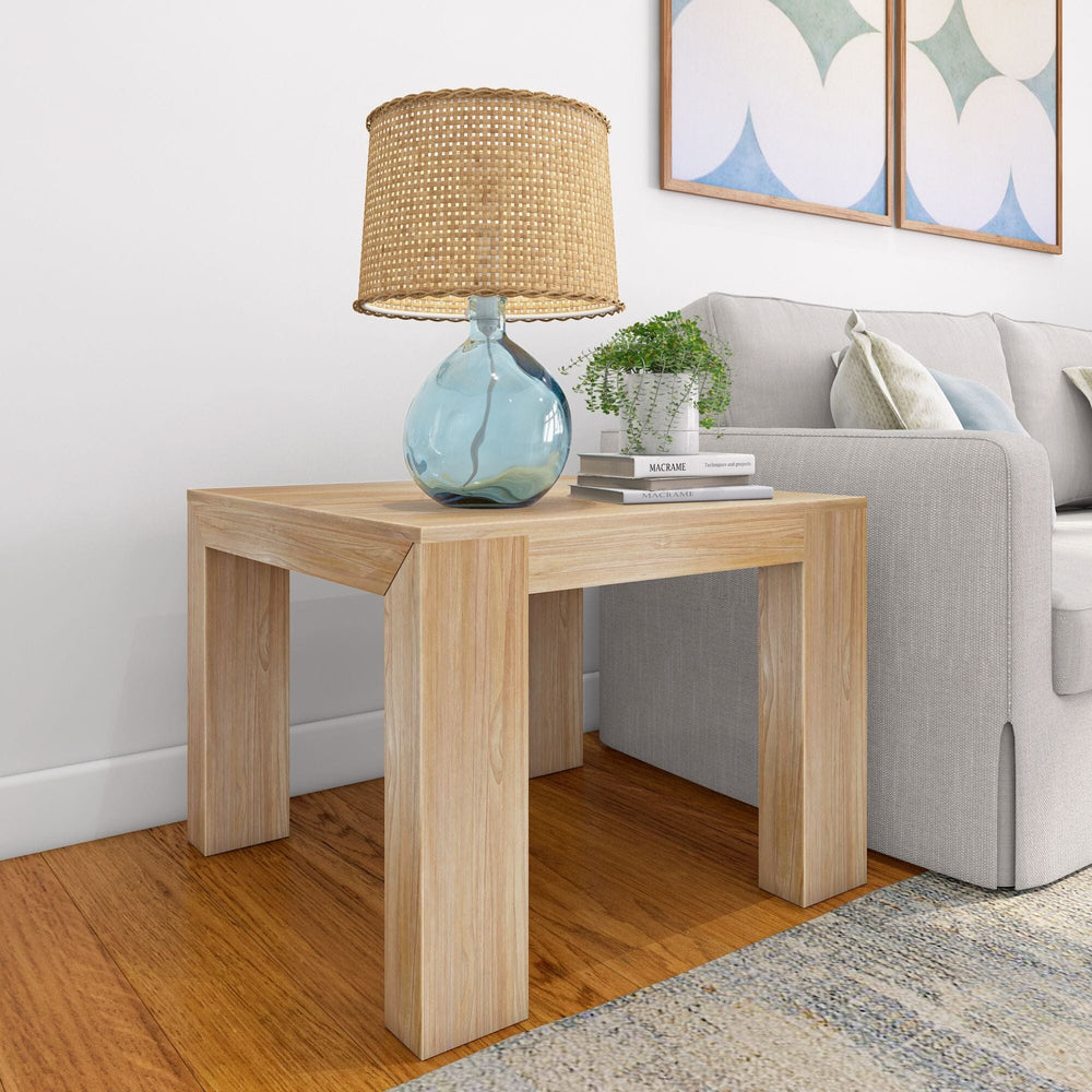 Modern Square Corner Table Side Table Plank+Beam Blonde Wirebrush 