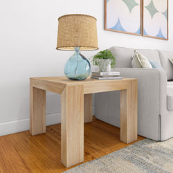Modern Square Corner Table Side Table Plank+Beam Blonde Wirebrush 