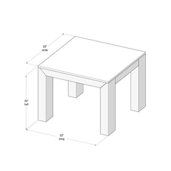 2700511000-153 : Side Table Modern Square Corner Table  (32in x 32in / 810mm x 810mm), White Sand Wirebrush