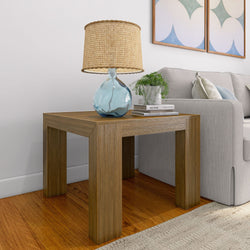 Modern Square Corner Table Side Table Plank+Beam Pecan Wirebrush 