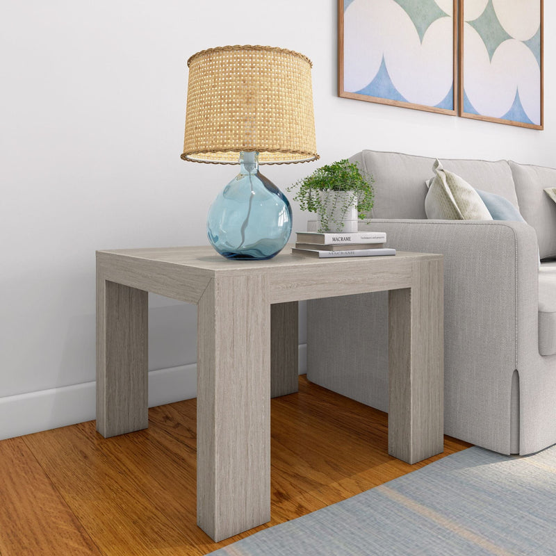 Modern Square Corner Table - 32" Side Table Plank+Beam Seashell Wirebrush 