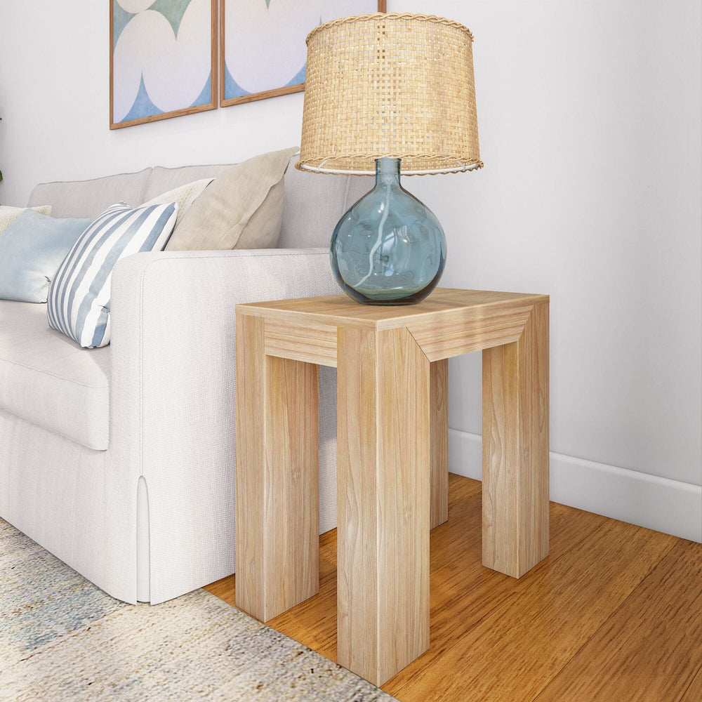 Modern Rectangular Side Table Side Table Plank+Beam Blonde Wirebrush 