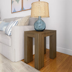 Modern Rectangular Side Table Side Table Plank+Beam Pecan Wirebrush 