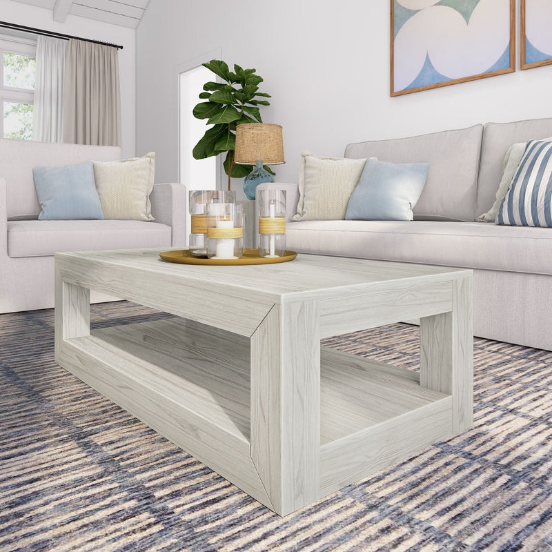 Modern Coffee Table with Shelf - 40" Coffee Table Plank+Beam Coastal White 
