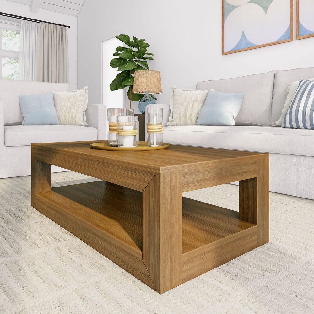 Modern Rectangular Coffee Table with Shelf - 40" Coffee Table Plank+Beam Pecan 