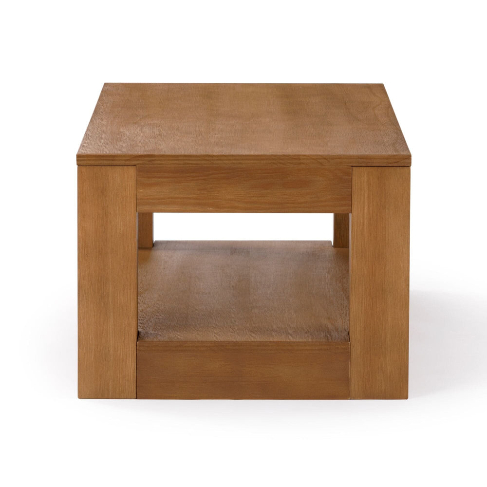 2700515000-197 : Coffee Table Modern Rectangular Coffee Table with Bottom Shelf (40in x 20in / 1020mm x 510mm), Pecan Wirebrush