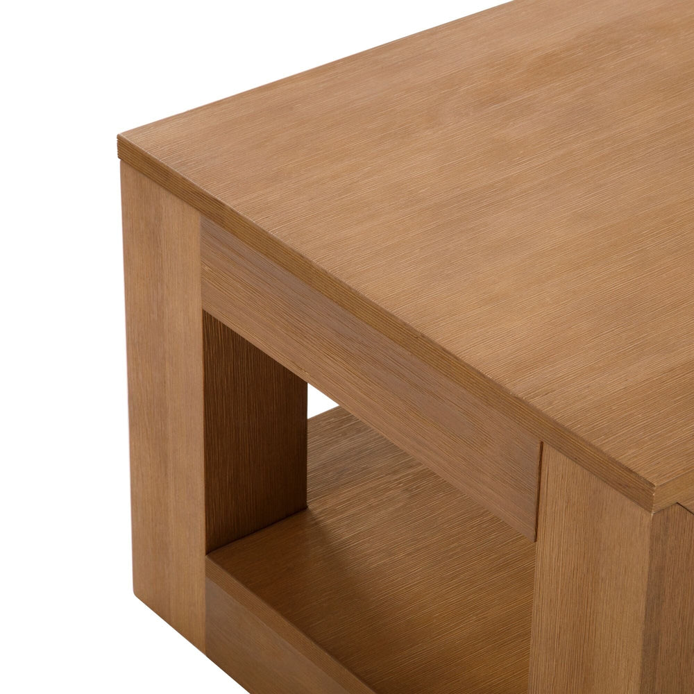 2700515000-197 : Coffee Table Modern Rectangular Coffee Table with Bottom Shelf (40in x 20in / 1020mm x 510mm), Pecan Wirebrush