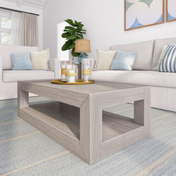 Modern Rectangular Coffee Table with Shelf - 40" Coffee Table Plank+Beam Seashell Wirebrush 
