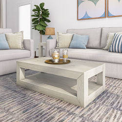 Modern Rectangular Coffee Table with Shelf - 48" Coffee Table Plank+Beam White Sand 