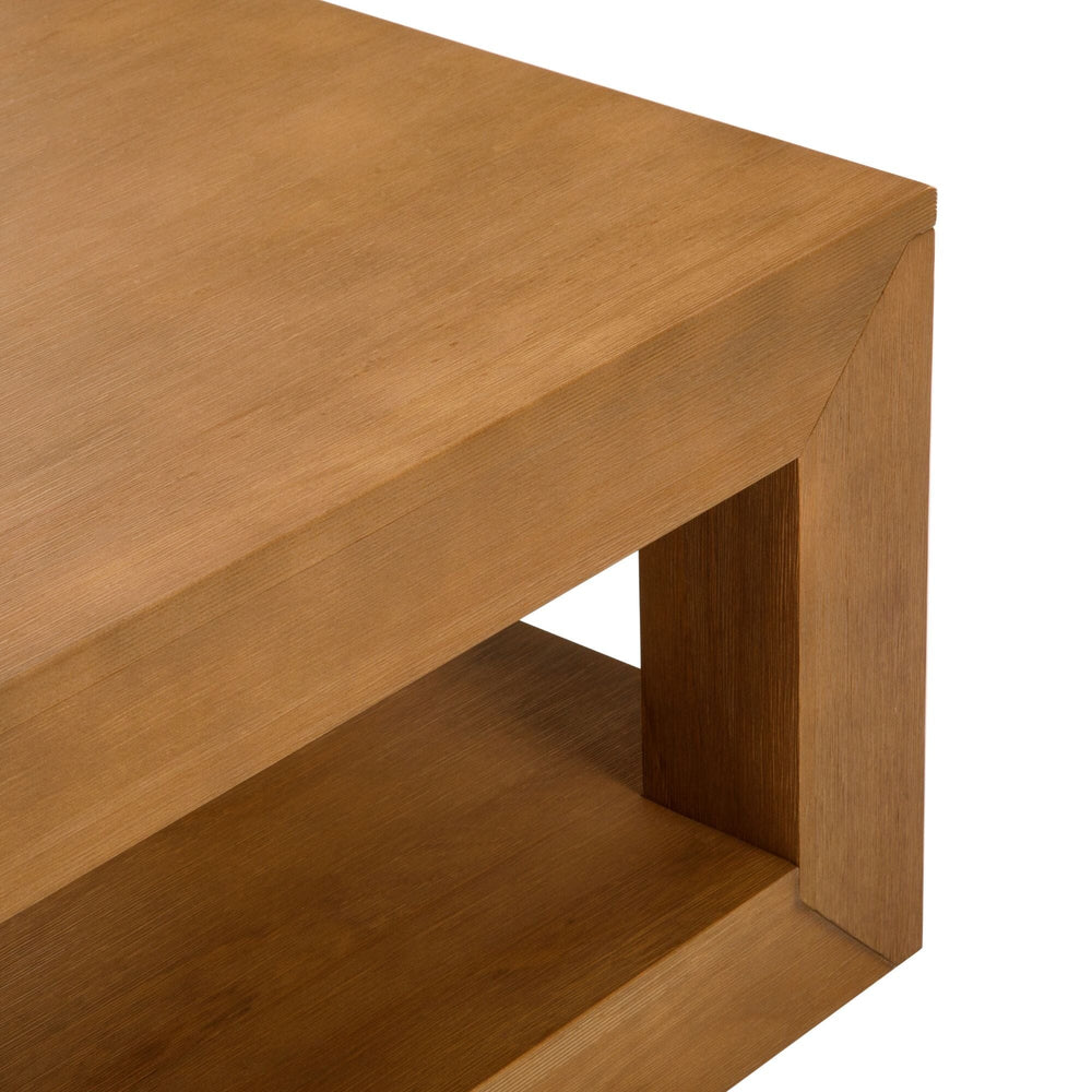 2700517000-197 : Coffee Table Modern Rectangular Coffee Table with Bottom Shelf (48in x 24in / 1220mm x 610mm), Pecan Wirebrush