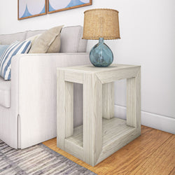 Modern Rectangular Side Table with Shelf Side Table Plank+Beam White Sand 