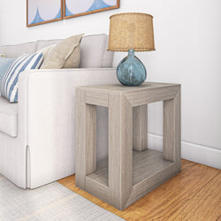 Modern Rectangular Side Table with Shelf Side Table Plank+Beam Seashell Wirebrush 
