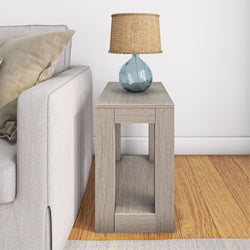 2700524000-199 : Side Table Modern Rectangular Side Table with Shelf (24in x 15in / 630mm x 375mm), Seashell Wirebrush