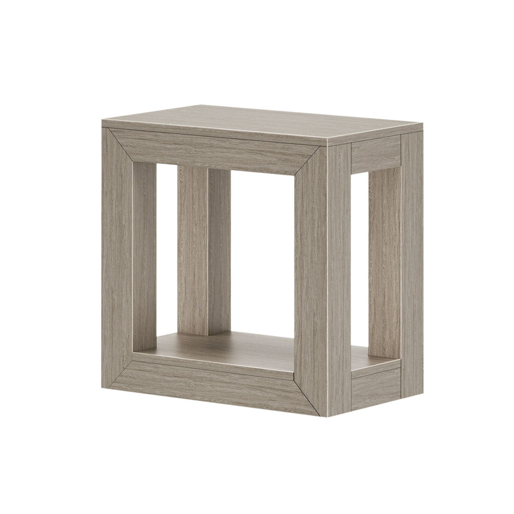 2700524000-199 : Side Table Modern Rectangular Side Table with Shelf (24in x 15in / 630mm x 375mm), Seashell Wirebrush