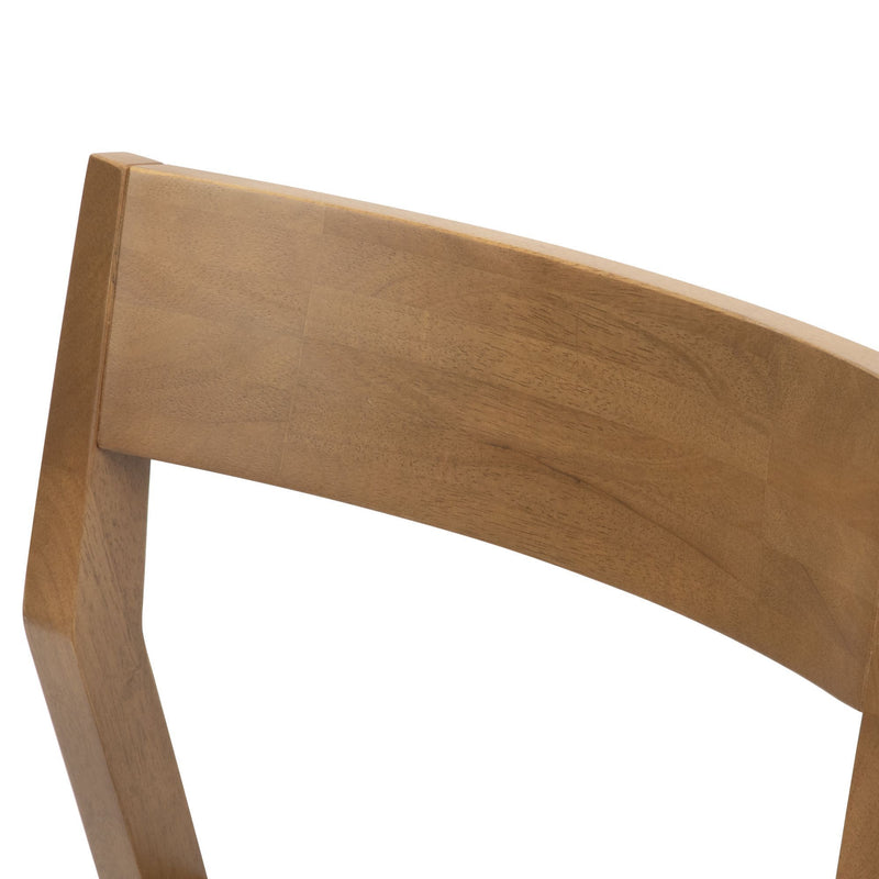 Wooden chair backrest with natural finish and minimalist design.