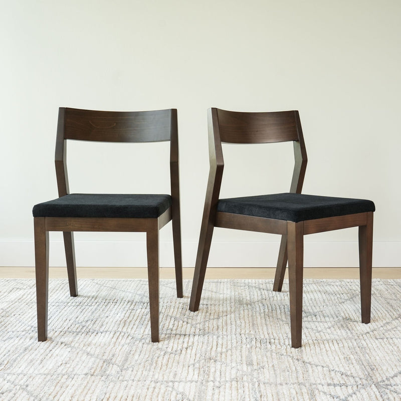 Solid Wood Upholstered Dining Chair (Set of 2) Dining Chair Plank+Beam Walnut Onyx 