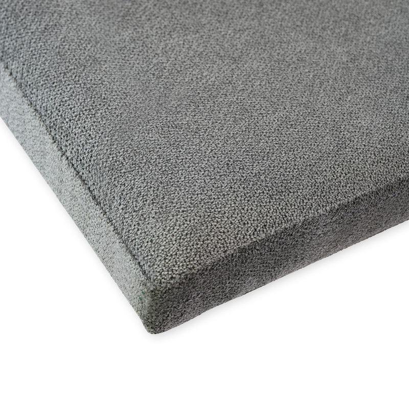 Gray memory foam mattress topper on a white background.