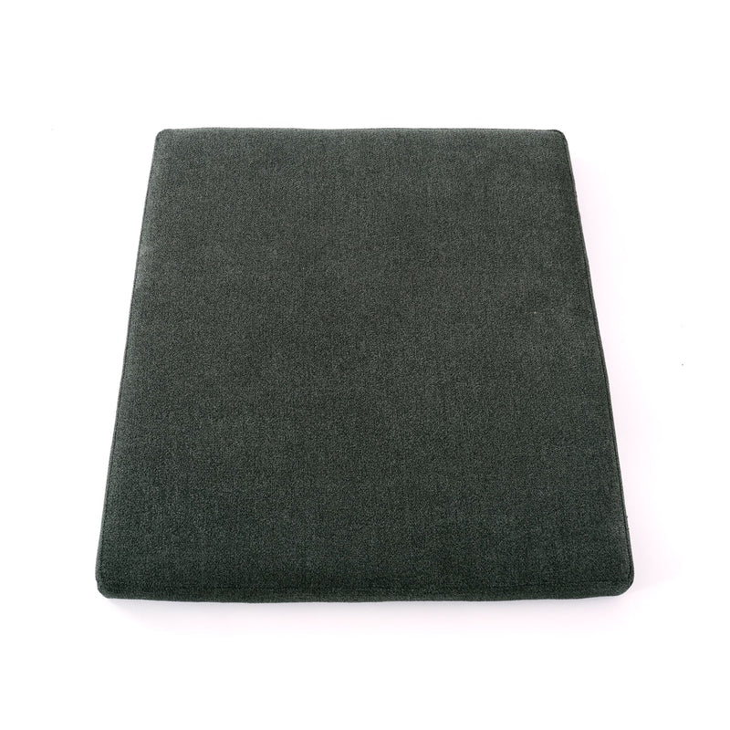 Dark gray square cushion on a white background, perfect for chairs and enhancing home decor.