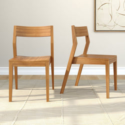 Solid Wood Dining Chair (Set of 2) Dining Chair Plank+Beam Pecan 