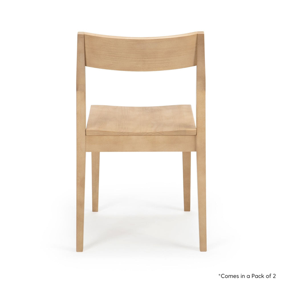 Natural wood dining chair with a modern design, ideal for contemporary kitchens and dining rooms.