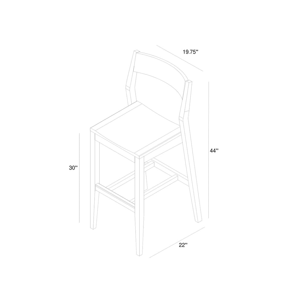 Solid Wood Bar Height Chair (Set of 2) - 30" Bar Chair Plank+Beam 