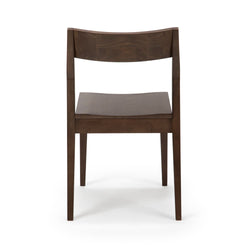 Modern dark wood dining chair with clean lines and minimalist design.