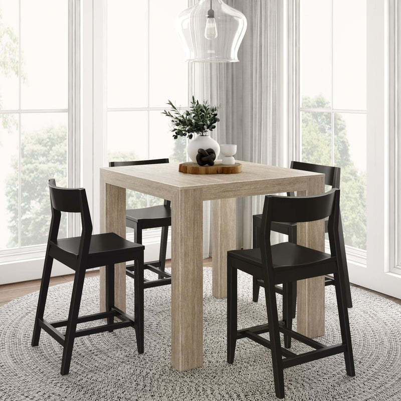 Counter Height Dining Set With 4 Chairs Dining Set Plank+Beam Seashell Wirebrush Black 