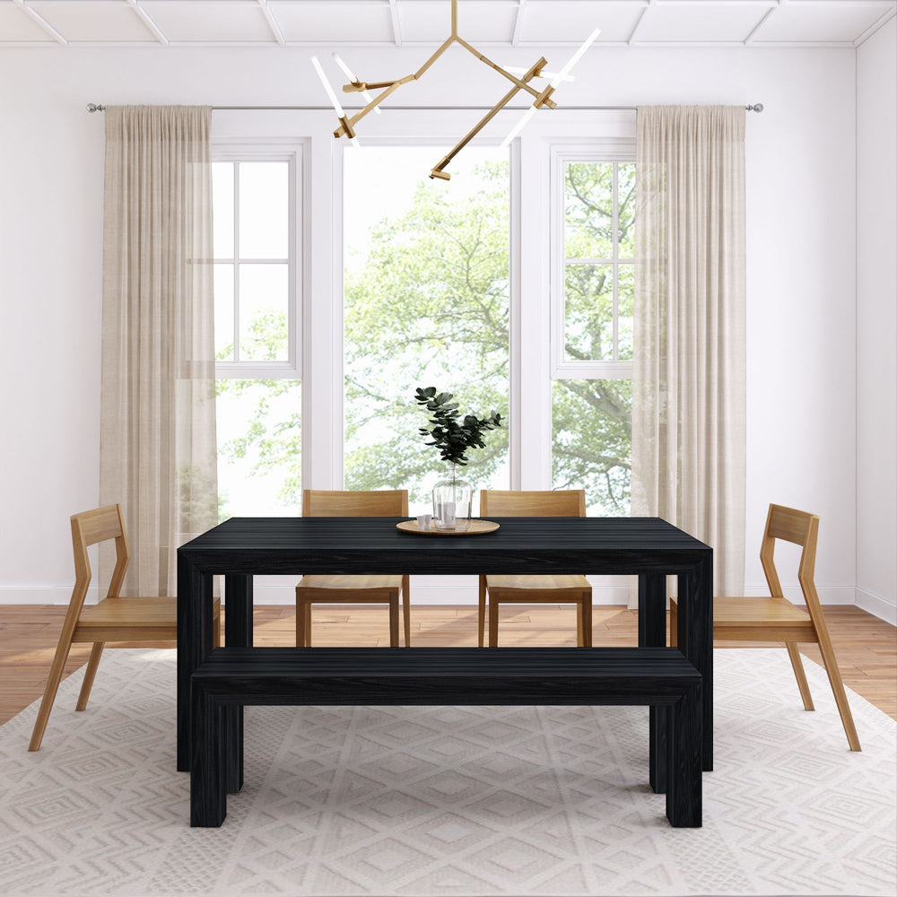 Modern Dining Set with Bench + 4 Chairs Dining Set Plank+Beam 