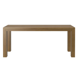Modern wooden dining table with minimalist design.