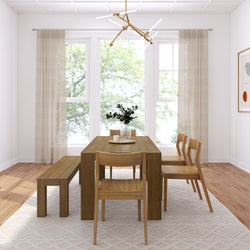 Modern Dining Set with Bench + 4 Chairs Dining Set Plank+Beam 