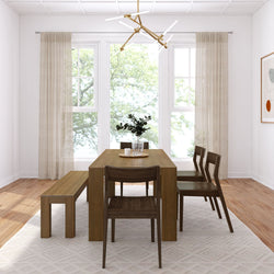 Modern Dining Set with Bench + 4 Chairs Dining Set Plank+Beam 
