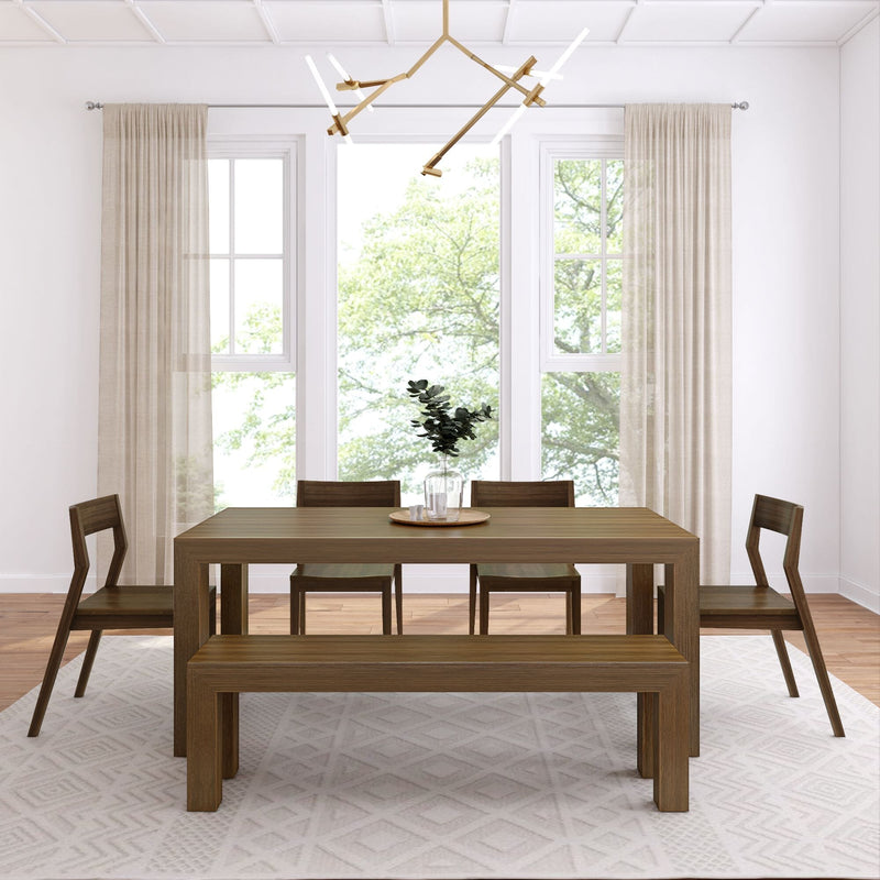 Modern Dining Set with Bench + 4 Chairs Dining Set Plank+Beam 
