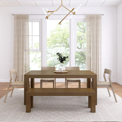Modern Dining Set with Bench + 4 Chairs Dining Set Plank+Beam 