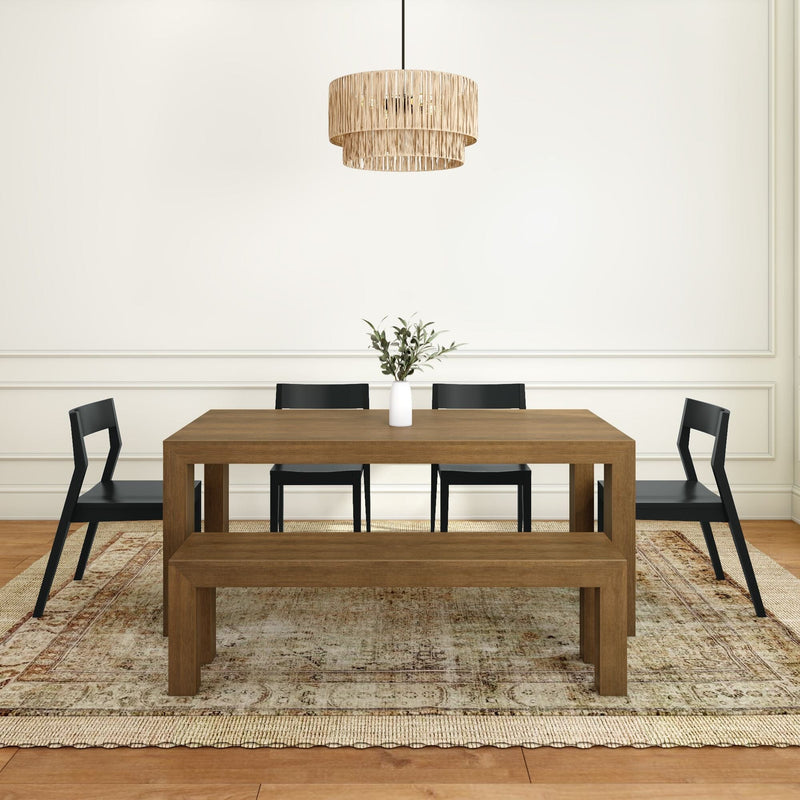 Modern Dining Set with Bench + 4 Chairs Dining Set Plank+Beam 