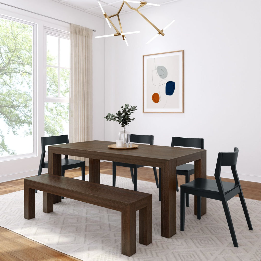 Modern Dining Set with Bench + 4 Chairs