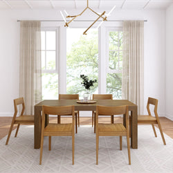 72" Modern Solid Wood Dining Table Set + 6 Chairs Dining Set Plank+Beam 
