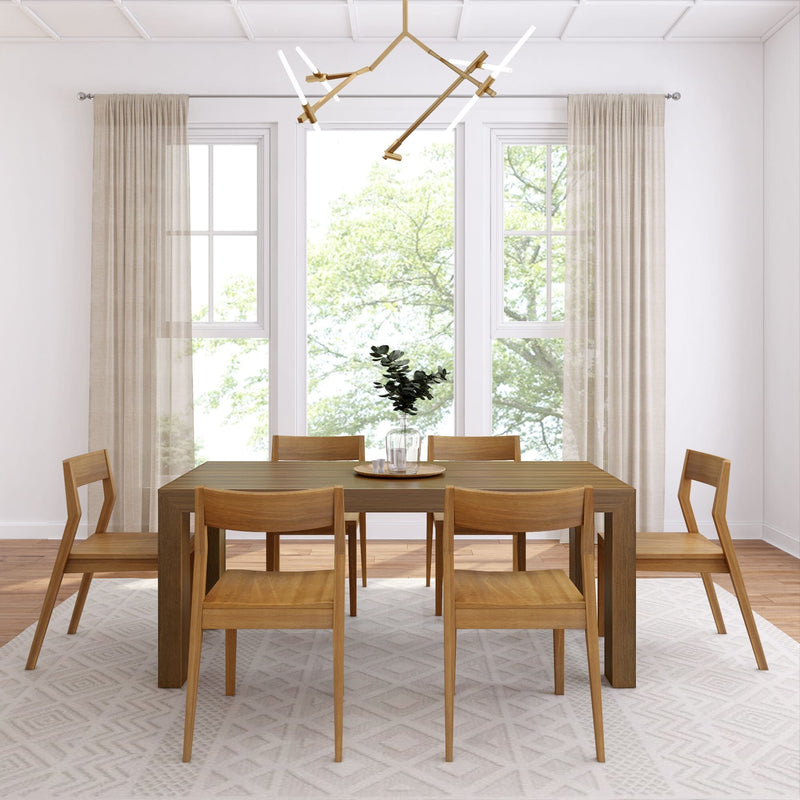 72" Modern Solid Wood Dining Table Set + 6 Chairs Dining Set Plank+Beam 