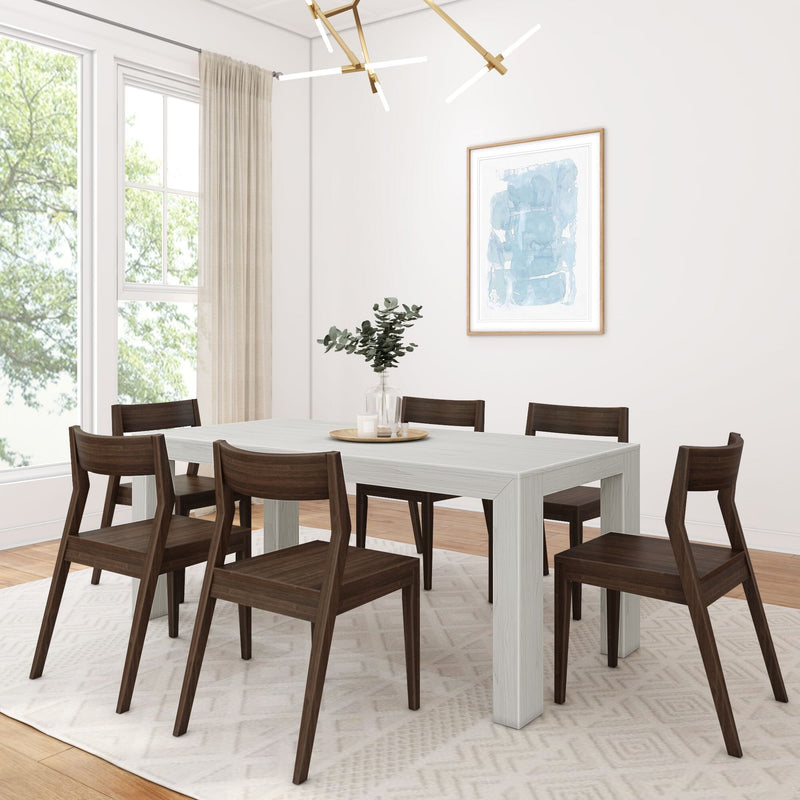Modern Dining Set with Walnut Chairs - 72" Dining Set Plank+Beam Coastal White 