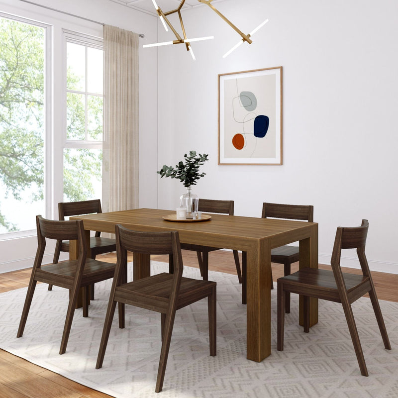 Modern Dining Set with Walnut Chairs - 72" Dining Set Plank+Beam Pecan Wirebrush 