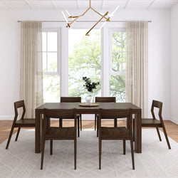 Modern Solid Wood Dining Set with 6 Walnut Chairs Dining Set Plank+Beam 