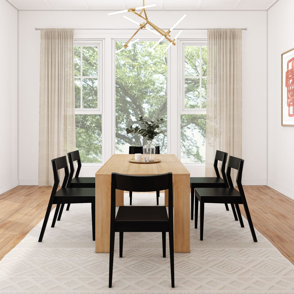 Modern Dining Set with Black Chairs - 72" Dining Set Plank+Beam 